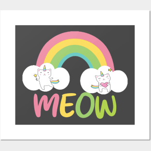 Meow rainbow cat, catcorn Posters and Art